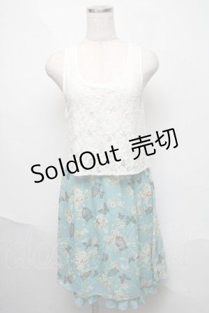 画像: axes femme / レース切替プリントワンピース  白ｘミント S-25-06-06-042-AX-OP-HR-ZS