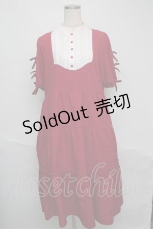 画像: axes femme / トロワリュバンティアードワンピース  エンジ S-25-06-09-049-AX-OP-HR-ZS