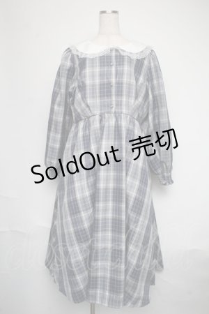 画像: m petit by misako / シナモンチェックフレアワンピース 4L ブルー S-25-06-09-1041-LO-OP-HR-ZS