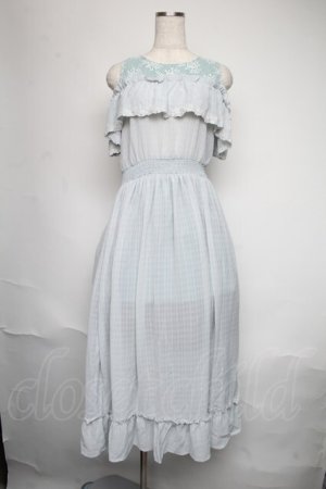 画像: axes femme POETIQUE / シアーチェック肩あきワンピース  サックス S-25-06-09-1055-AX-OP-AS-ZS