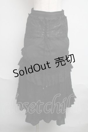 画像: Qutie Frash / 蜘蛛の巣レース切替コルセットロングスカート  黒 S-25-06-09-1060-QU-SK-HR-ZS