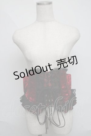 画像: Qutie Frash / リボン帯コルセット  赤ｘ黒 S-25-06-09-1017-QU-ZA-HR-ZS