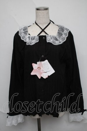 画像: FLC / メンレースシャツブラウス 4L 黒 S-25-06-09-1027-LO-BL-HR-ZS