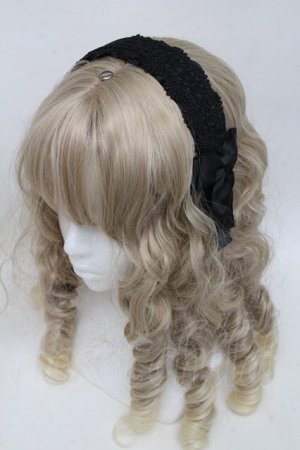画像: m petit by misako / レースリボンカチューシャ  黒 S-25-06-09-015-LO-AC-HR-ZS