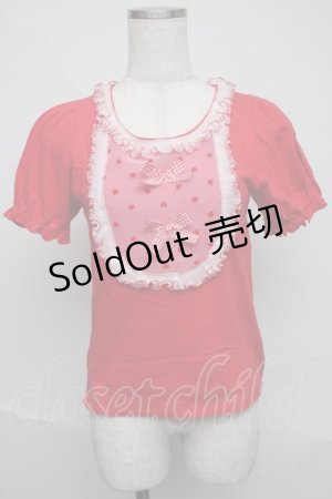 画像: Nile Perch / チュール切替2つリボンカットソー  赤 S-25-06-09-029-LO-TO-HR-ZS