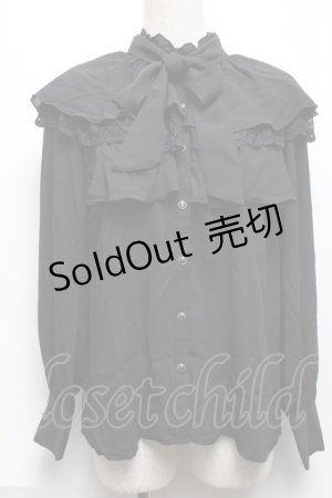 画像: axes femme POETIQUE / ケープデザインフリルブラウス  黒 S-25-06-11-041-AX-BL-AS-ZS