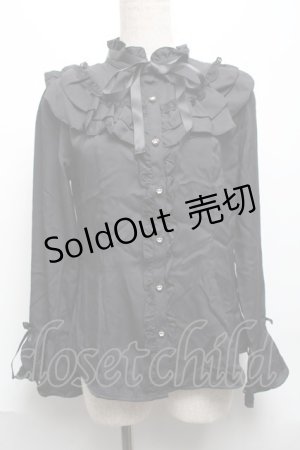 画像: axes femme / フリル袖ブラウス  黒 S-25-06-11-042-AX-BL-AS-ZS