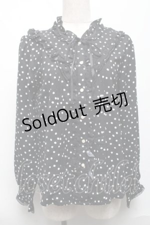 画像: axes femme / フリルドットブラウス  黒ｘ白 S-25-06-11-043-AX-BL-AS-ZI