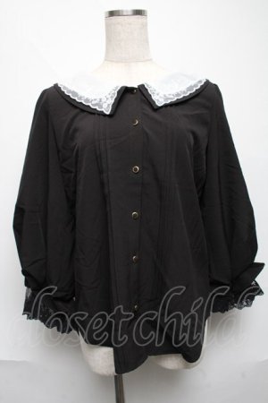 画像: axes femme POETIQUE / レース襟ブラウス  黒 S-25-06-11-044-AX-BL-AS-ZS