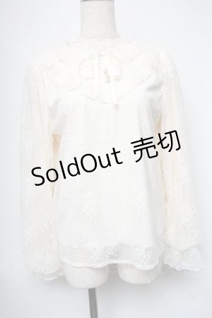 画像: axes femme / ローズレースフリルトップス  オフ S-25-06-11-021-AX-TO-AS-ZS