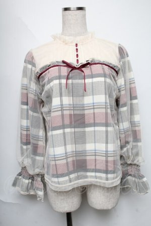 画像: axes femme POETIQUE / チュール重ねブラウス  ワインｘオフ S-25-06-11-022-AX-BL-AS-ZS