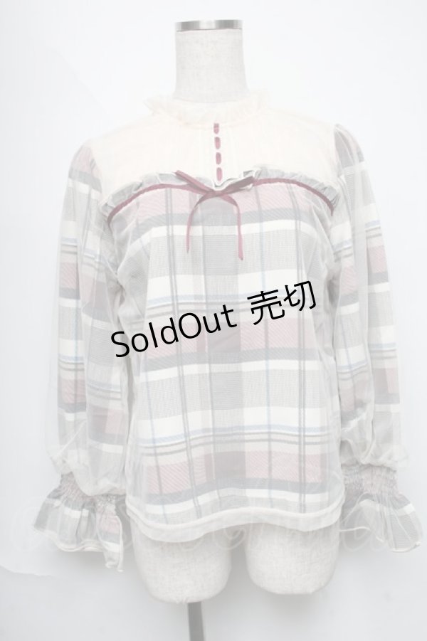 画像1: axes femme POETIQUE / チュール重ねブラウス  ワインｘオフ S-25-06-11-022-AX-BL-AS-ZI (1)