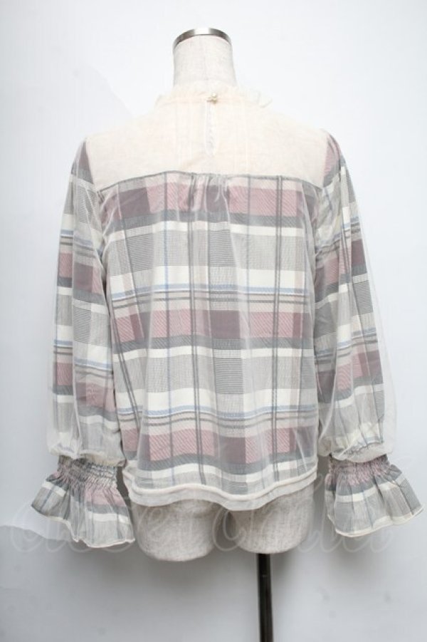 画像2: axes femme POETIQUE / チュール重ねブラウス  ワインｘオフ S-25-06-11-022-AX-BL-AS-ZI (2)