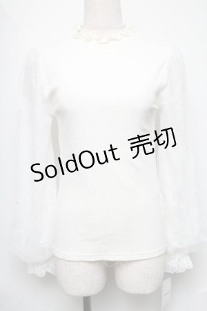 画像: axes femme / レース重ねボリューム袖プルオーバー  白 S-25-06-11-025-AX-TO-AS-ZS