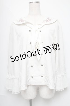 画像: axes femme / sajou刺繍入Wボタンブラウス  オフ S-25-06-11-027-AX-BL-AS-ZI