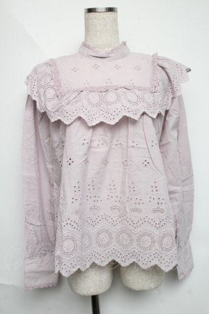 画像: axes femme POETIQUE / 刺繍レースフリルブラウス  ピンク S-25-06-11-032-AX-TO-AS-ZS