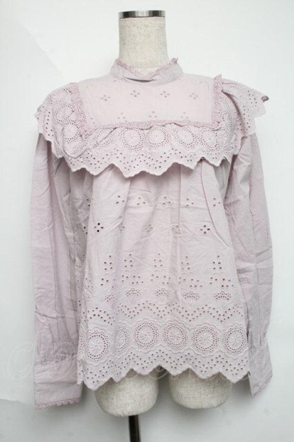 画像1: axes femme POETIQUE / 刺繍レースフリルブラウス  ピンク S-25-06-11-032-AX-TO-AS-ZI (1)