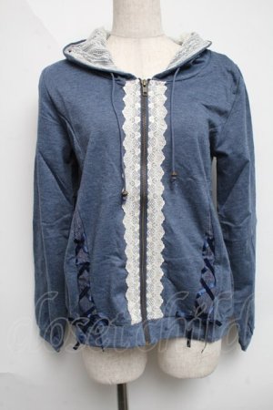 画像: axes femme / レースアップパーカー  ブルー S-25-06-11-034-AX-TO-AS-ZS