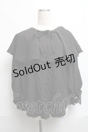 画像: axes femme POETIQUE / ビッグフリルカラーブラウス  黒 S-25-06-11-037-AX-BL-AS-ZS