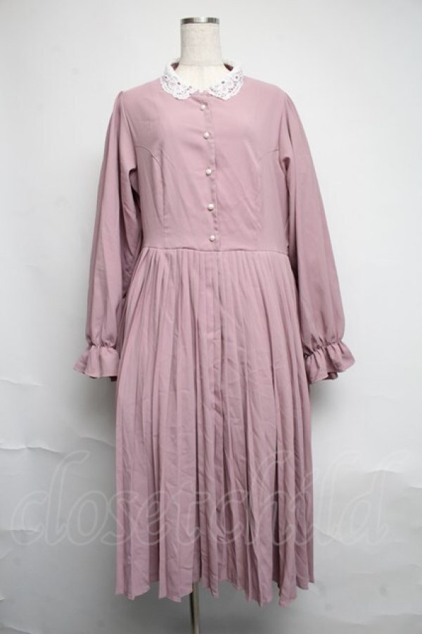 画像1: m petit by misako / AM*レースエリプリーツワンピース  ピンク S-25-06-12-045-LO-OP-HR-ZS (1)