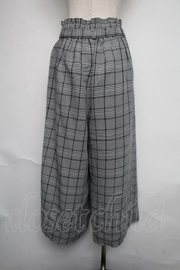 画像2: axes femme / リボン付チェックワイドパンツ  グレー S-25-06-12-062-AX-PA-AS-ZI (2)