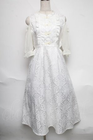 画像: axes femme POETIQUE / チャイナボタン肩あきワンピース  白 S-25-06-17-040-AX-OP-HR-ZS