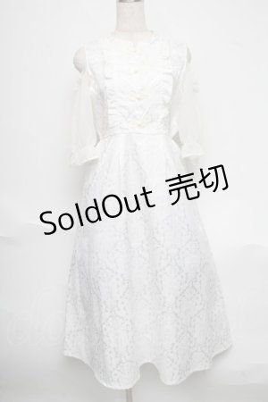 画像: axes femme POETIQUE / チャイナボタン肩あきワンピース  白 S-25-06-17-040-AX-OP-HR-ZS