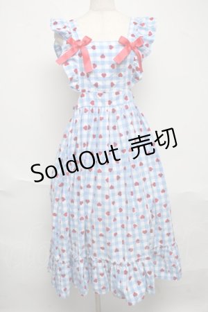 画像: Nile Perch / ギンガムロングフリルジャンパースカート  サックスｘ白 S-25-06-17-047-LO-OP-HR-ZS