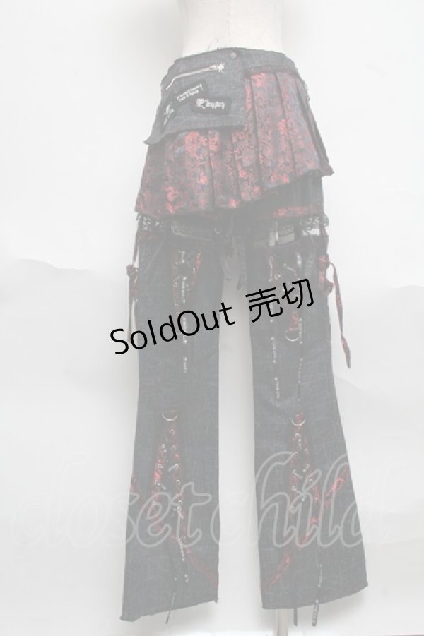 画像2: MAD / プラップ付きパンツ  黒ｘ赤 S-25-06-17-055-PU-PA-AS-ZS (2)