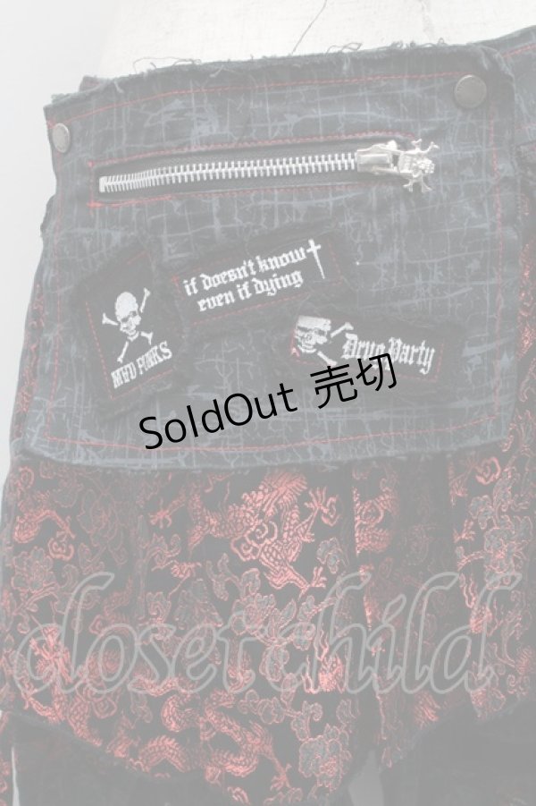 画像3: MAD / プラップ付きパンツ  黒ｘ赤 S-25-06-17-055-PU-PA-AS-ZS (3)