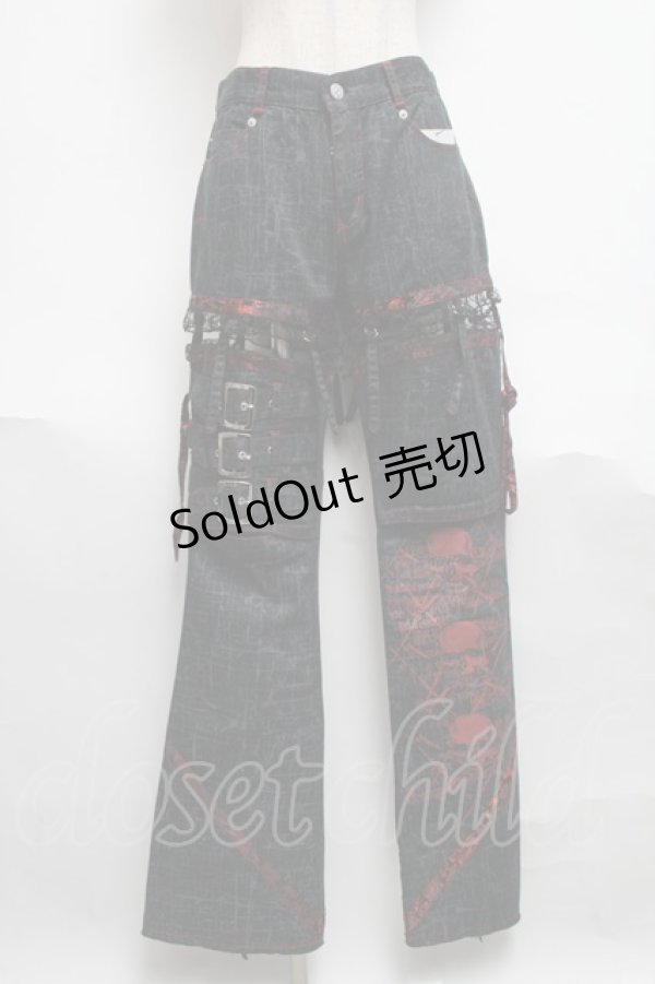 画像4: MAD / プラップ付きパンツ  黒ｘ赤 S-25-06-17-055-PU-PA-AS-ZS (4)