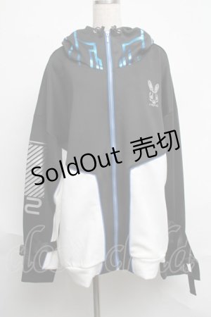 画像: ililil / あのねコラボサイバージャージパーカー  黒ｘ白 S-25-06-17-028-PU-TO-AS-ZS
