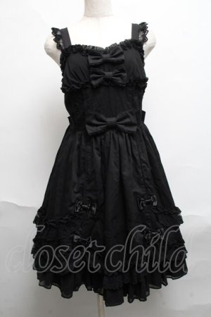 画像: Angelic Pretty / メアリーロマンスDollジャンパースカート  黒 S-25-06-19-046-AP-OP-HR-ZS