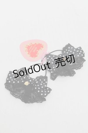 画像: BABY,THE STARS SHINE BRIGHT / ねこくみゃちゃんレースのミニリボンゴム  黒 S-25-06-19-1052-BA-AC-HR-ZS
