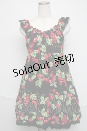 画像: MILK / CHERRY gardenベビードール  黒 S-25-06-19-1018-ML-OP-HR-ZS