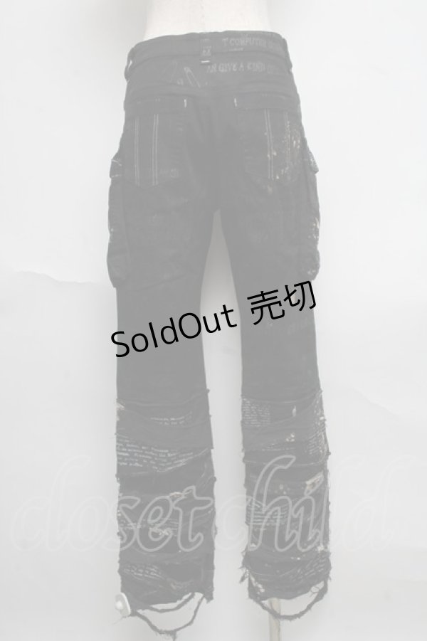 画像2: h.ANARCHY / ガーゼ使い編み上げ飛沫ptパンツ  黒 S-25-06-19-1034-HN-PA-SZ-ZS (2)