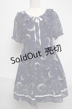画像: Fi.n.t / 月と星座のワンピース  紺 S-25-06-19-040-CA-OP-AS-ZS