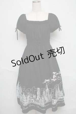 画像: Moi-meme-Moitie / サイレントムーンプリントロングワンピース(2011) 2 ブラック×ホワイト S-25-06-20-042-MO-OP-SZ-ZS