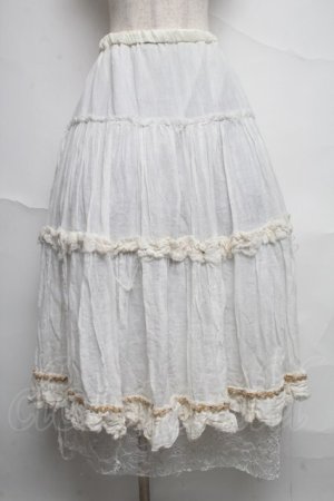 画像: h.NAOTO / 裾レースガーゼロングスカート  白 S-25-06-20-054-HN-SK-HR-ZS