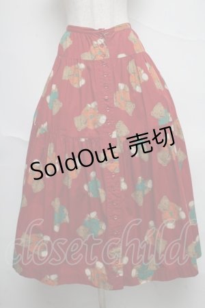 画像: PINK HOUSE / テディベアロングスカート  赤 S-25-06-20-057-LO-SK-HR-ZS