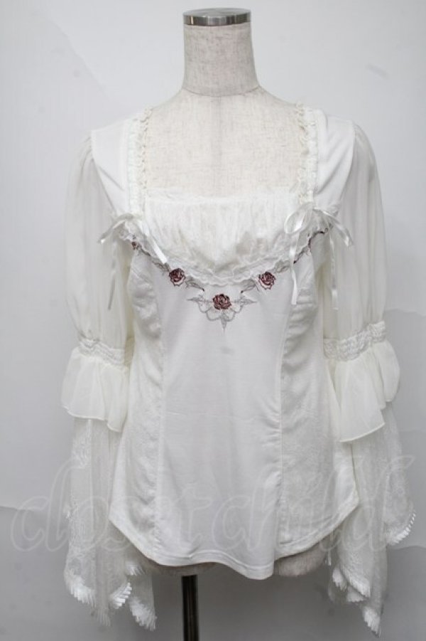 画像1: Ozz oneste / レースフレア袖カットソー  白 S-25-06-20-011-OO-TO-SZ-ZS (1)