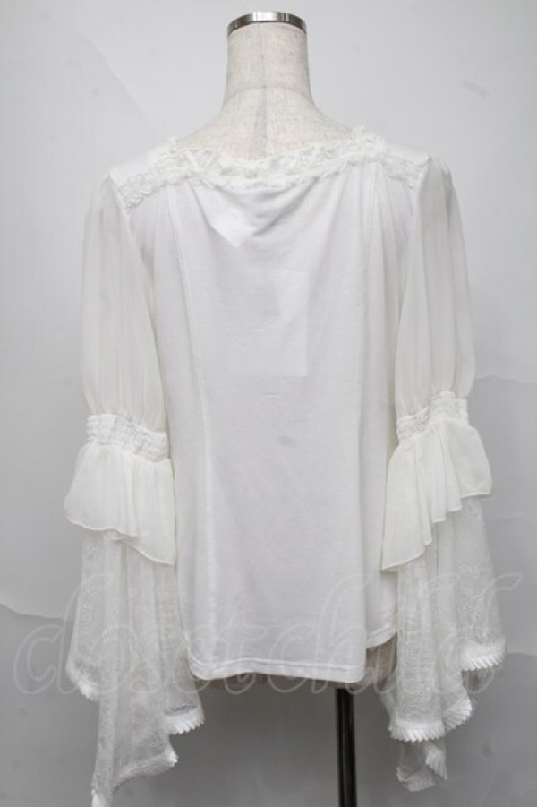 画像2: Ozz oneste / レースフレア袖カットソー  白 S-25-06-20-011-OO-TO-SZ-ZS (2)