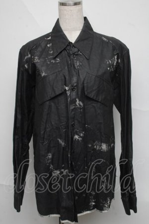 画像: h.NAOTO / プリントコーティングシャツ  黒 S-25-06-20-019-HN-TS-HR-ZS