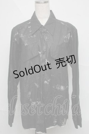 画像: h.NAOTO / プリントコーティングシャツ  黒 S-25-06-20-019-HN-TS-HR-ZS