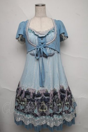 画像: Ozz oneste / トルソープリントボレロ重ね風ワンピース  サックス S-25-06-20-027-OO-OP-AS-ZS