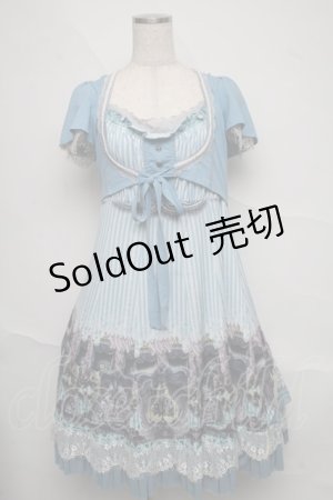 画像: Ozz oneste / トルソープリントボレロ重ね風ワンピース  サックス S-25-06-20-027-OO-OP-AS-ZS