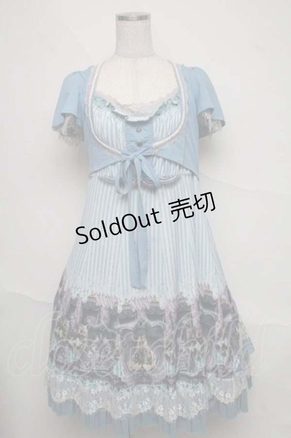 画像1: Ozz oneste / トルソープリントボレロ重ね風ワンピース  サックス S-25-06-20-027-OO-OP-AS-ZS (1)