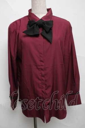 画像: axes femme / タイ付ロングシャツ  ボルドー S-25-06-21-022-AX-BL-HR-ZS