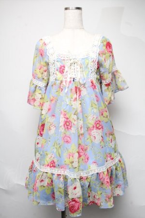 画像: LIZ LISA / 花柄シフォンチュニック  ブルー S-25-06-22-040-LO-TO-AS-ZS
