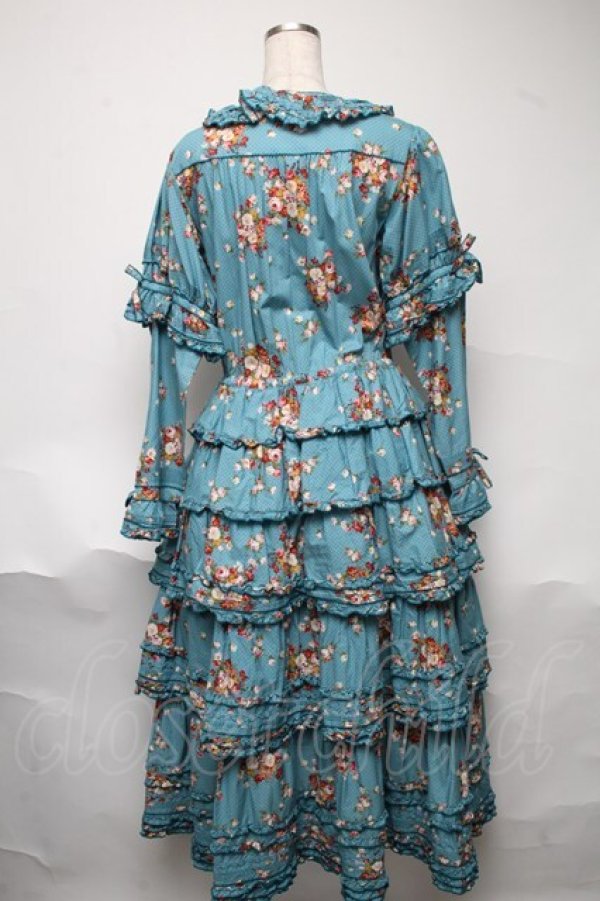 画像2: PINK HOUSE / ブルーミングドット柄襟付きワンピース  青 S-25-06-23-049-LO-OP-SA-ZT481 (2)